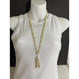 Vintage PEARL Like NECKLACE HANDMADE 28 Inch Delicate Unsigned